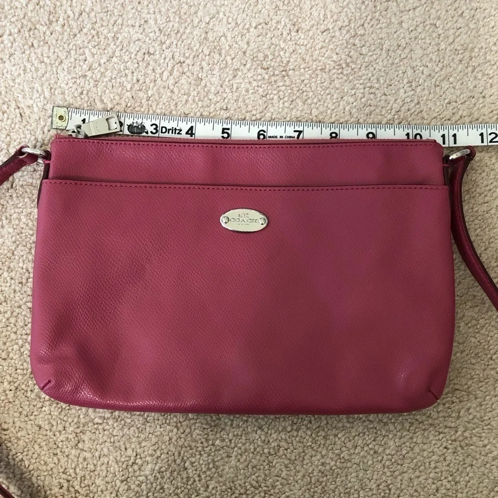 Coach Pink Crossgrain Leather East West Crossbody Bag